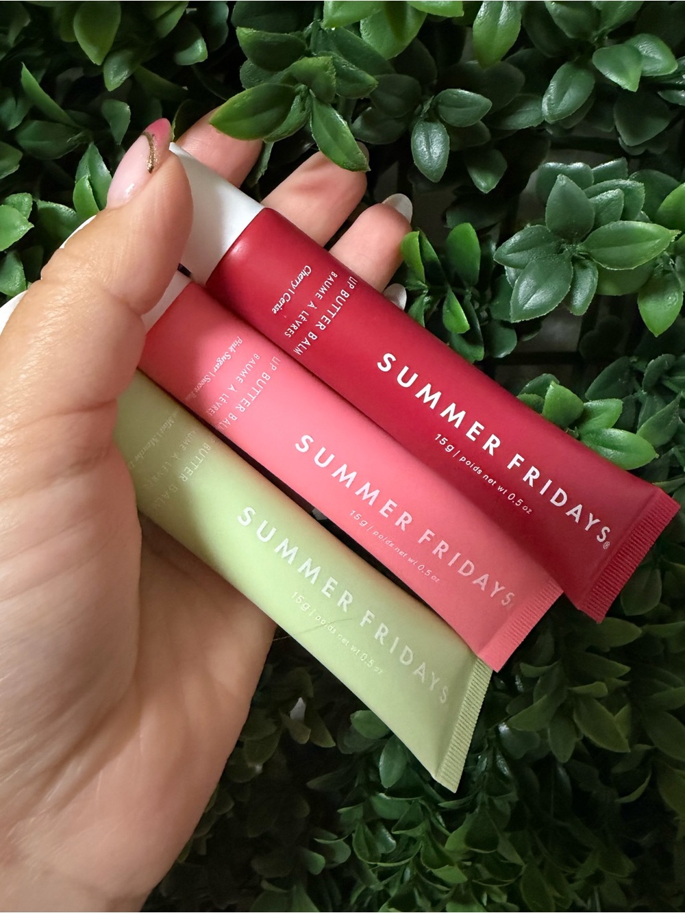 Summer Fridays Lip Butter Trio β Red, Pink & Light Green Tubes